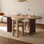 Modern Oval Wooden Dining Table Set with Upholstered Chairs - Image 5