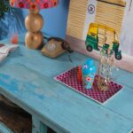 Light Blue Vintage Wooden Coffee Table - Image 4
