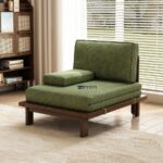 Modern Wooden Base Lounge Chair with Fabric Cushion