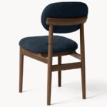 Modern Fabric Upholstered Wooden Dining Chair (Deep Blue) - Image 4