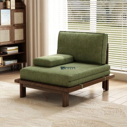 Modern Wooden Base Lounge Chair with Fabric Cushion