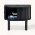 Mid-Century Modern Tambour Nightstand – Matte Black - Image 5