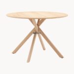 Round Solid Wood Dining Table with Cross Base - Image 3