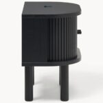 Mid-Century Modern Tambour Nightstand – Matte Black - Image 6