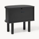 Mid-Century Modern Tambour Nightstand – Matte Black - Image 2