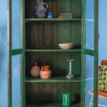 Green Vintage Wooden Glazed Display Cabinet - Image 2