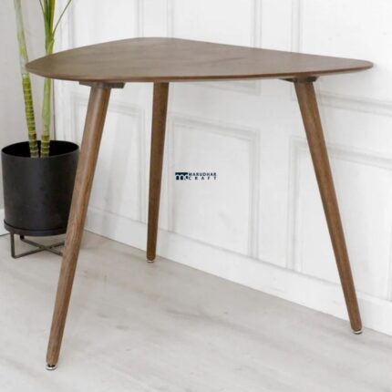 Triangular Solid Wood Dining Table with Tapered Legs