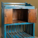 Vintage Blue Wooden Cupboard with Open Shelf - Image 4