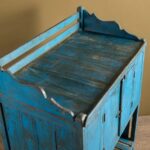 Vintage Blue Wooden Cupboard with Open Shelf - Image 5