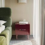 Modern Glossy Burgundy 2-Drawer Nightstand