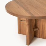 Round Solid Wood Dining Table with Sculptural Pedestal Base - Image 4