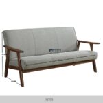 Mid-Century Wooden Arm Fabric 2-Seater Sofa (Sage Green) - Image 3