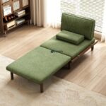 Modern Wooden Base Lounge Chair with Fabric Cushion - Image 2