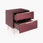 Modern Glossy Burgundy 2-Drawer Nightstand - Image 6