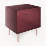 Modern Glossy Burgundy 2-Drawer Nightstand - Image 2