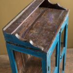 Blue Vintage Wooden Display Cabinet with Glass Panels - Image 5