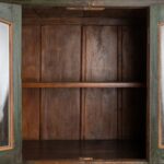 Carved Vintage Wooden Almirah with Glass Doors - Image 6