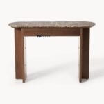 Solid Wood Console Table with Stone Top (Walnut Finish) - Image 4