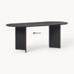 Modern Oval Dining Table with Solid Panel Legs - Image 5