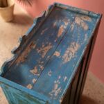 Blue & Green Vintage Art Deco Display Cabinet with Drawer - Image 6