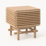 Japandi Slatted Natural Wood Nightstand - Image 3