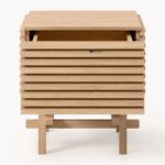 Japandi Slatted Natural Wood Nightstand - Image 4