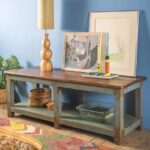 Slate Grey Vintage Wooden Coffee Table with Storage Shelf