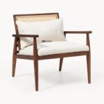 Wooden Cane Back Accent Single Seater Chair - Image 3