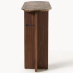 Solid Wood Console Table with Stone Top (Walnut Finish) - Image 5