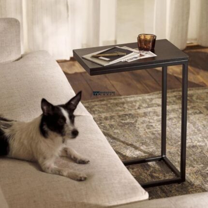 Modern Black C-Shaped Side Table