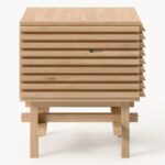 Japandi Slatted Natural Wood Nightstand - Image 2