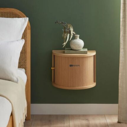 Curved Floating Tambour Nightstand