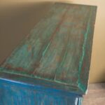 Blue Vintage Wooden Cabinet with Glass Doors, Drawers & Ceramic Tiles - Image 4