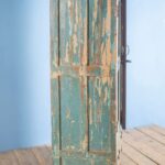 Blue Vintage Wooden Cabinet with Glass Doors & Drawers - Image 4
