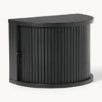 Modern Floating Nightstand with Tambour Door – Semi-Circle Wall-Mounted Bedside Table - Image 6