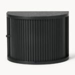 Modern Floating Nightstand with Tambour Door – Semi-Circle Wall-Mounted Bedside Table - Image 2