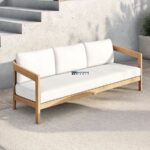 Wooden Frame 3-Seater Sofa (Ivory Cushions)