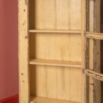 Vintage Yellow Wooden Showcase Cabinet with Glass Door - Image 2