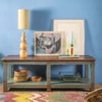 Slate Grey Vintage Wooden Coffee Table with Storage Shelf - Image 3