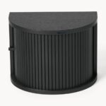 Modern Floating Nightstand with Tambour Door – Semi-Circle Wall-Mounted Bedside Table - Image 5