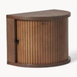 Mid-Century Modern Floating Nightstand with Tambour Door | Curved Wall-Mounted Bedside Table - Image 3