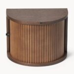 Mid-Century Modern Floating Nightstand with Tambour Door | Curved Wall-Mounted Bedside Table - Image 4