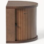 Mid-Century Modern Floating Nightstand with Tambour Door | Curved Wall-Mounted Bedside Table - Image 2