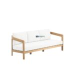 Wooden Frame 3-Seater Sofa (Ivory Cushions) - Image 2