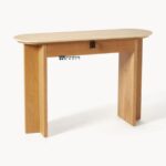 Modern Solid Wood Console Table with Rounded Top (Natural Oak Finish) - Image 4
