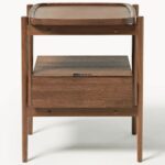 Marudhar Craft Mid-Century Modern Solid Wood Bedside Table with Single Drawer