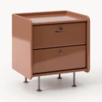 Modern Rounded 2-Drawer Nightstand in Dusty Pink | Sleek Mid-Century Bedside Table - Image 3