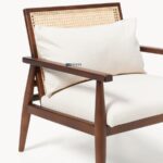 Wooden Cane Back Accent Single Seater Chair - Image 2