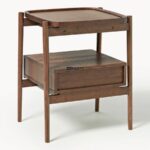 Marudhar Craft Mid-Century Modern Solid Wood Bedside Table with Single Drawer - Image 3