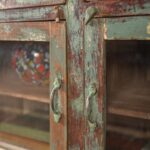 Vintage Slate Blue Wooden Cabinet with Drawers & Glass Doors - Image 5